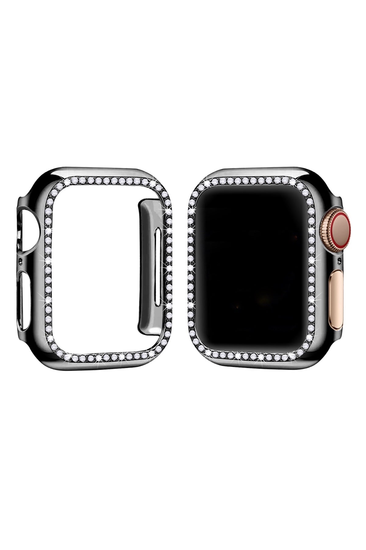 Apple Watch Uyumlu Ekran Koruyucu Taşlı Parlak Kasa Siyah