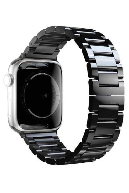 Apple Watch Uyumlu Gloss Loop Çelik Kordon Siyah