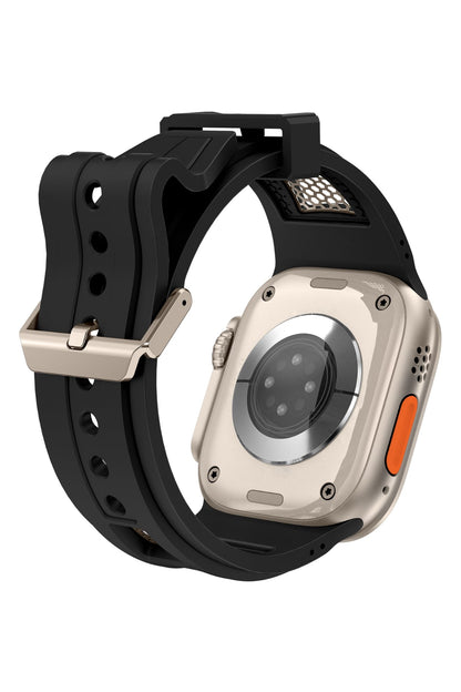 Apple Watch Uyumlu Hexagon Loop Silikon Kordon Siyah