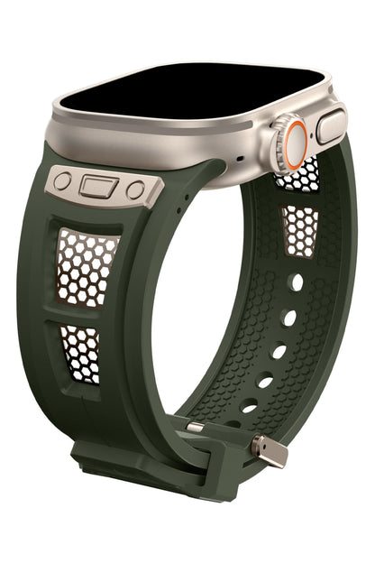 Apple Watch Uyumlu Hexagon Loop Silikon Kordon Yeşil