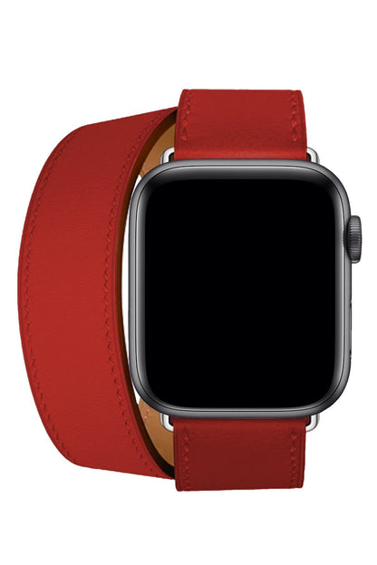 Apple Watch Uyumlu Spiralis Deri Kordon Kırmızı