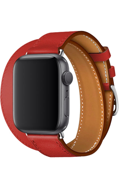 Apple Watch Uyumlu Spiralis Deri Kordon Kırmızı