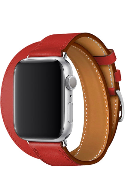 Apple Watch Uyumlu Spiralis Deri Kordon Kırmızı