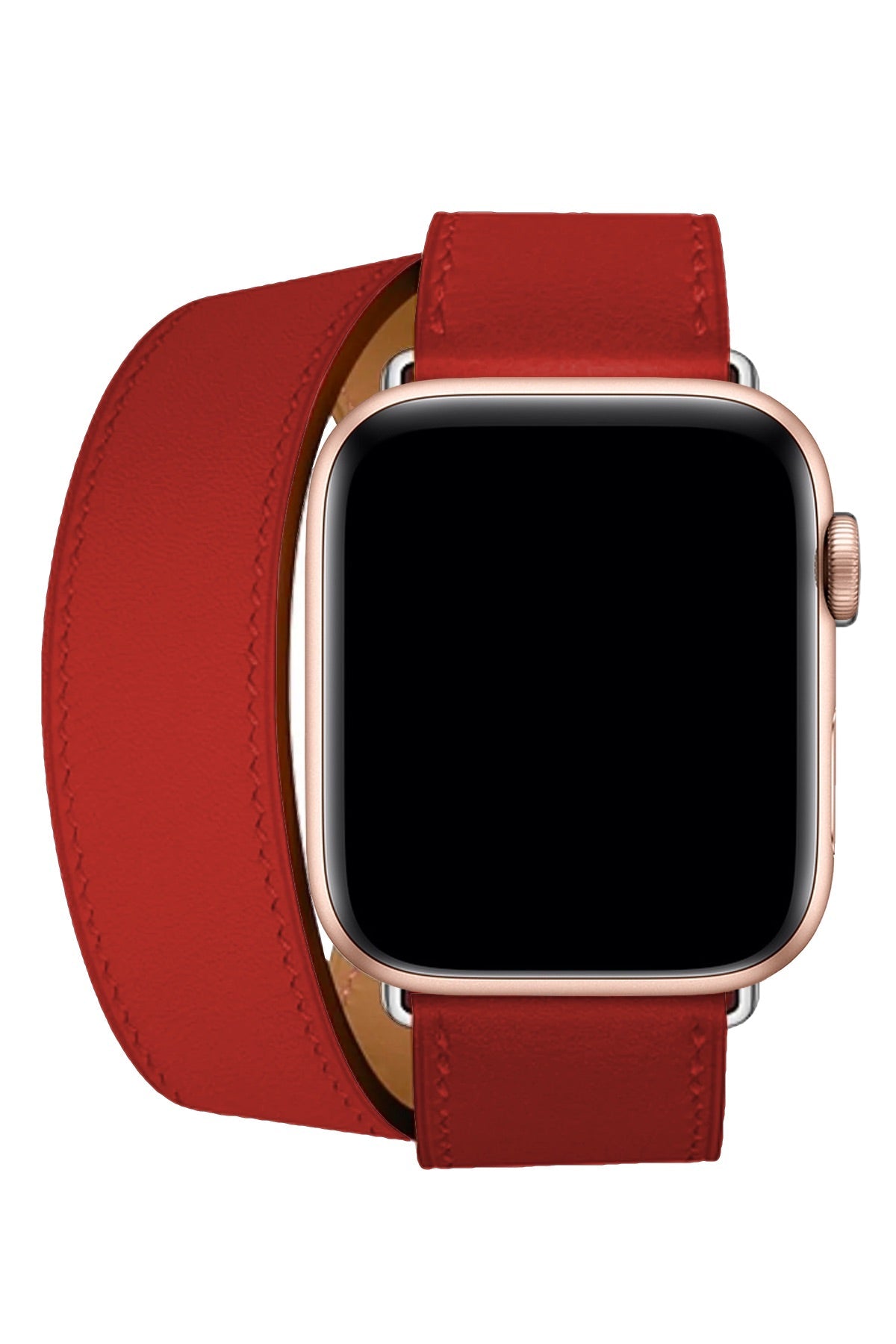 Apple Watch Uyumlu Spiralis Deri Kordon Kırmızı