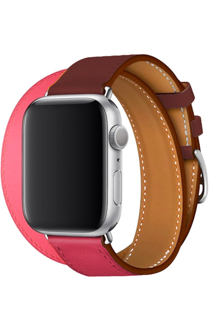 Apple Watch Uyumlu Spiralis Deri Kordon Lavanta Pembe