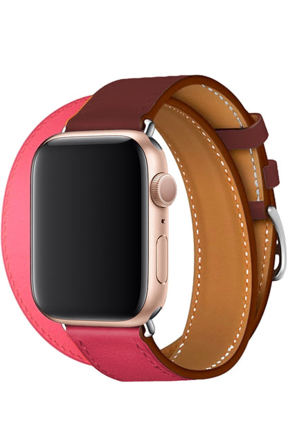 Apple Watch Uyumlu Spiralis Deri Kordon Lavanta Pembe