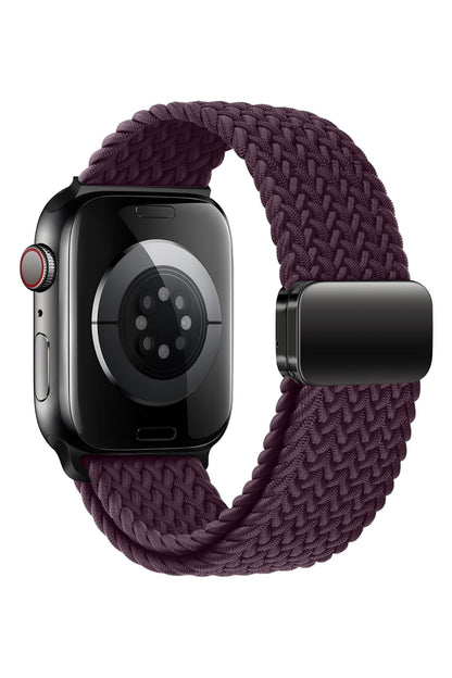 Apple Watch Uyumlu Manyetik Tokalı Örgü Loop Kordon Velvet Cabernet