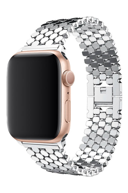 Apple Watch Uyumlu Simetro Loop Çelik Kordon Gümüş Gri