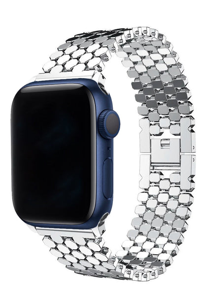 Apple Watch Uyumlu Simetro Loop Çelik Kordon Gümüş Gri