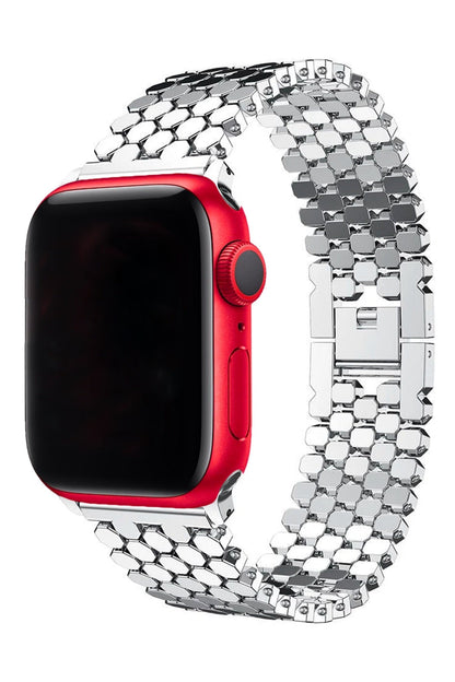 Apple Watch Uyumlu Simetro Loop Çelik Kordon Gümüş Gri