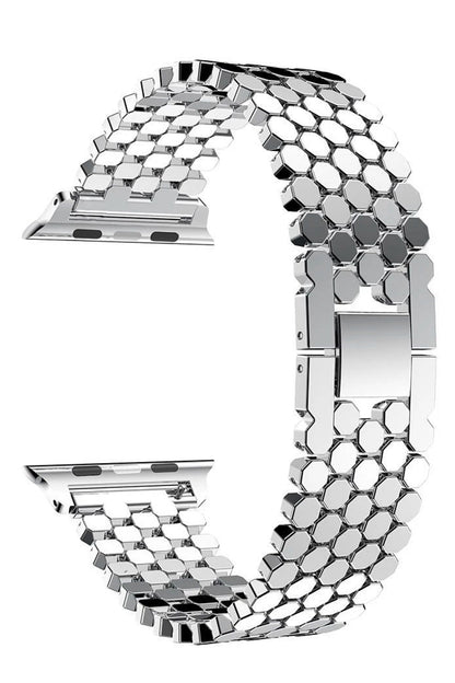 Apple Watch Uyumlu Simetro Loop Çelik Kordon Gümüş Gri