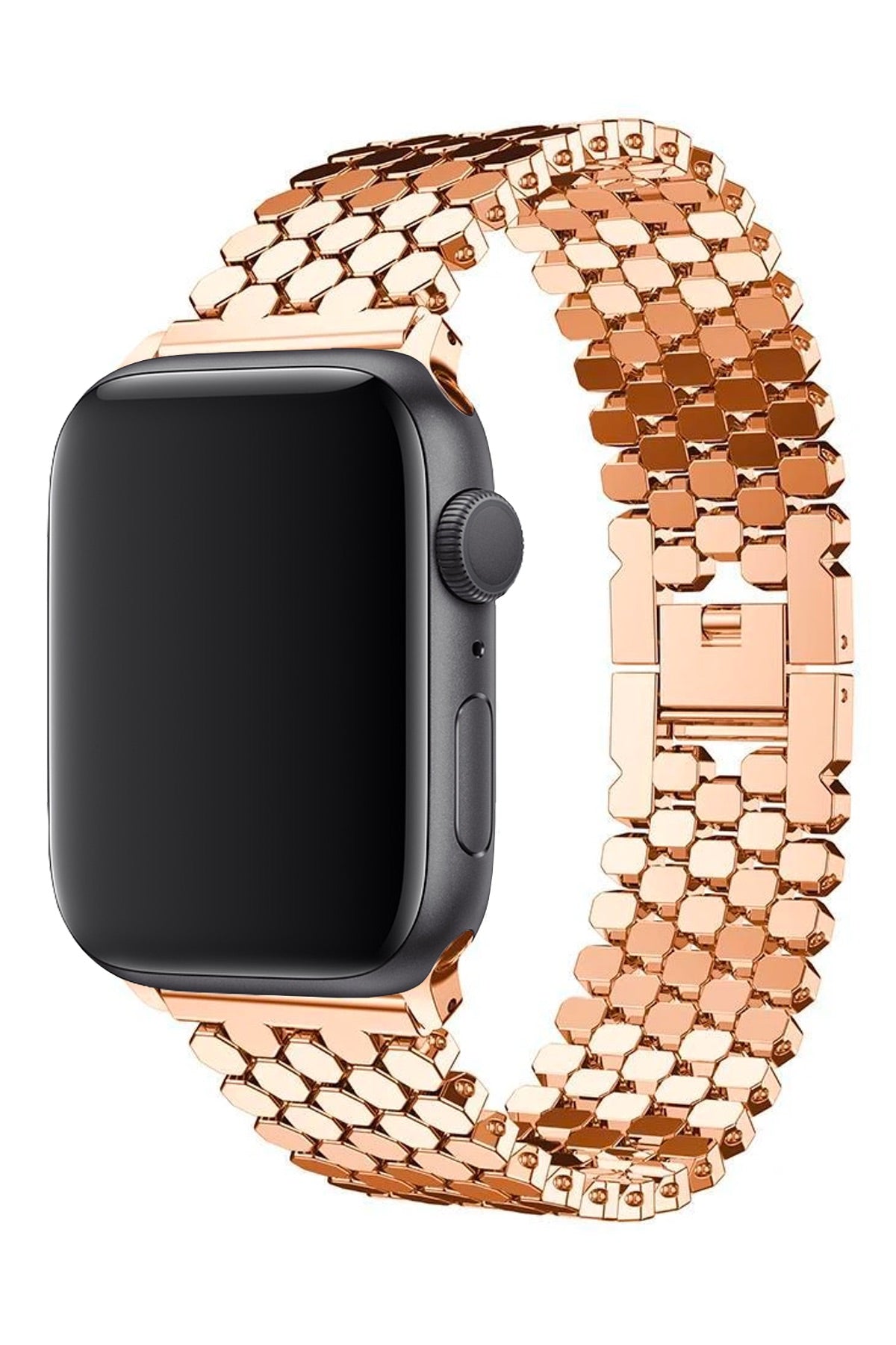 Apple Watch Uyumlu Simetro Loop Çelik Kordon Rose Gold