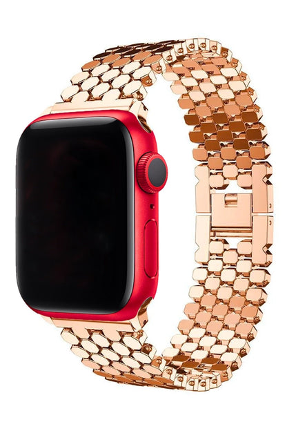 Apple Watch Uyumlu Simetro Loop Çelik Kordon Rose Gold