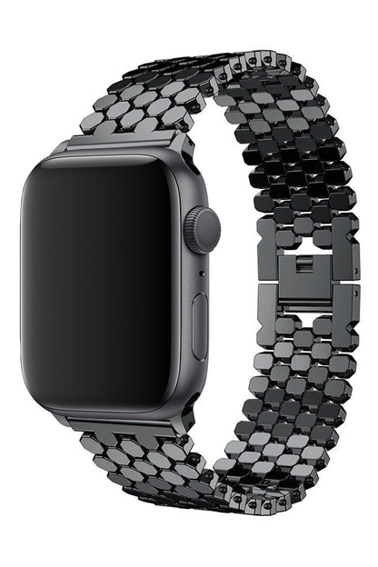 Apple Watch Uyumlu Simetro Loop Çelik Kordon Siyah