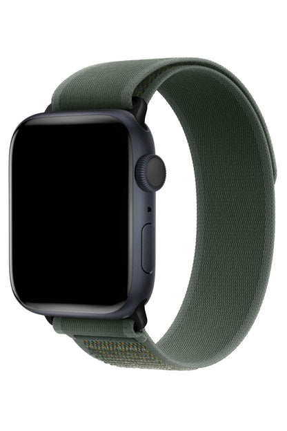 Apple Watch Uyumlu Trail Loop Kordon Siyah Tokalı Greeni