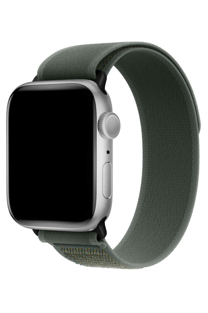 Apple Watch Uyumlu Trail Loop Kordon Siyah Tokalı Greeni