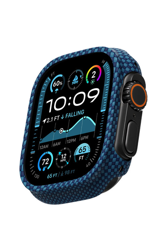 Aramid Fiber 600D Apple Watch Ultra 49mm Uyumlu Kasa Koruyucu Mavi