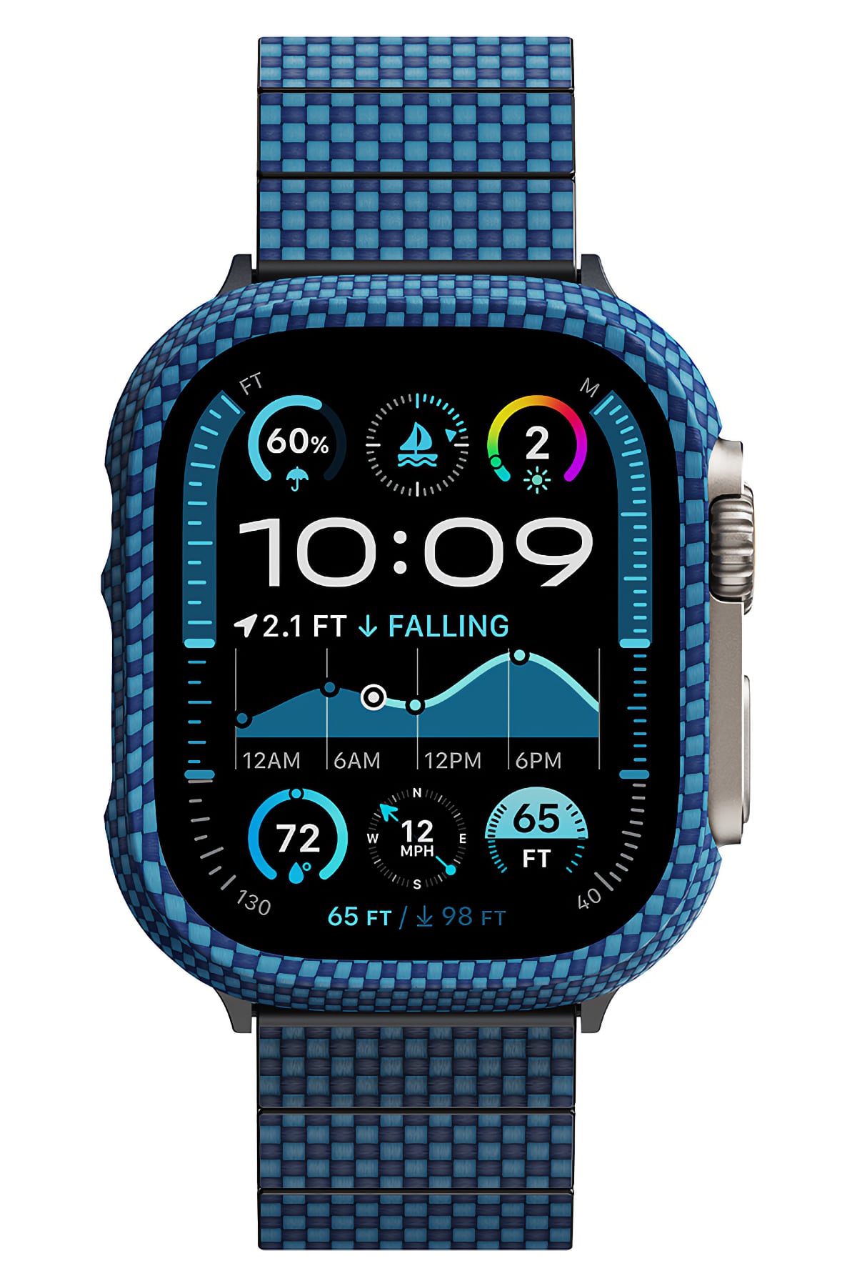 Aramid Fiber 600D Apple Watch Ultra 49mm Uyumlu Kasa Koruyucu Mavi
