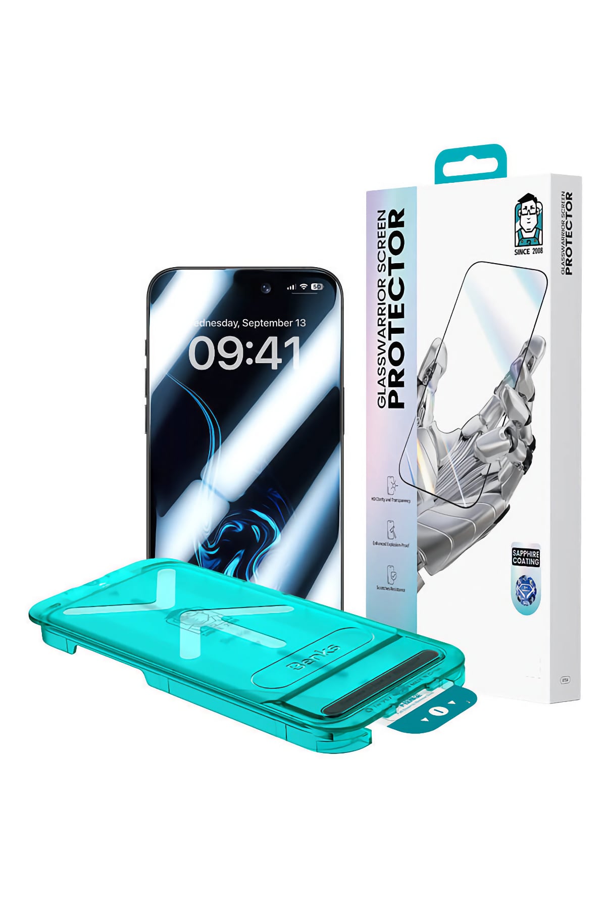 Benks Glass Warrior Safir Coating iPhone 16 Serisi 0.3mm Cam Ekran Koruyucu + Kolay Uygulama Aparatı