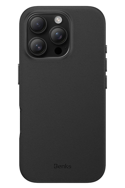 Benks VitaPro iPhone 16 Pro Max Magsafe uyumlu PU Deri Kılıf Siyah