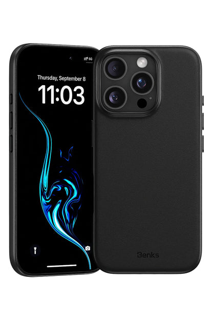 Benks VitaPro iPhone 16 Pro Max Magsafe uyumlu PU Deri Kılıf Siyah