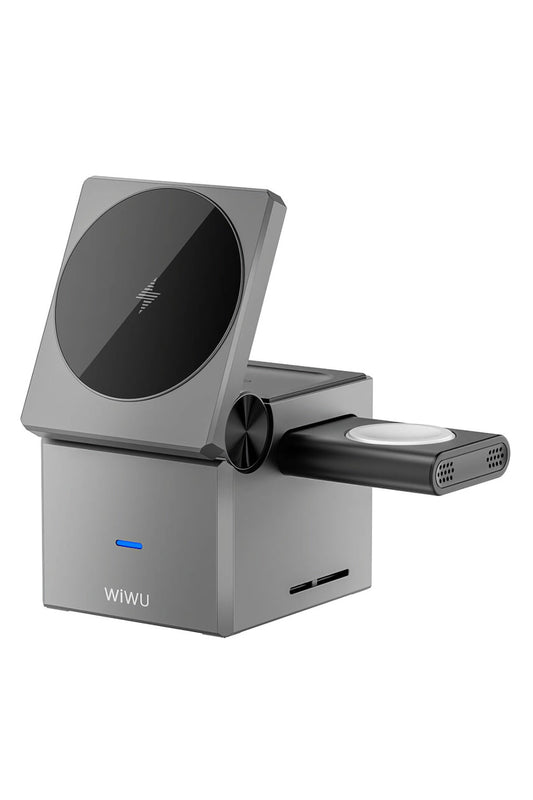 Wiwu Wi-W030 Small Square 3in1 Küp Magnetik Kablosuz Şarj Standı