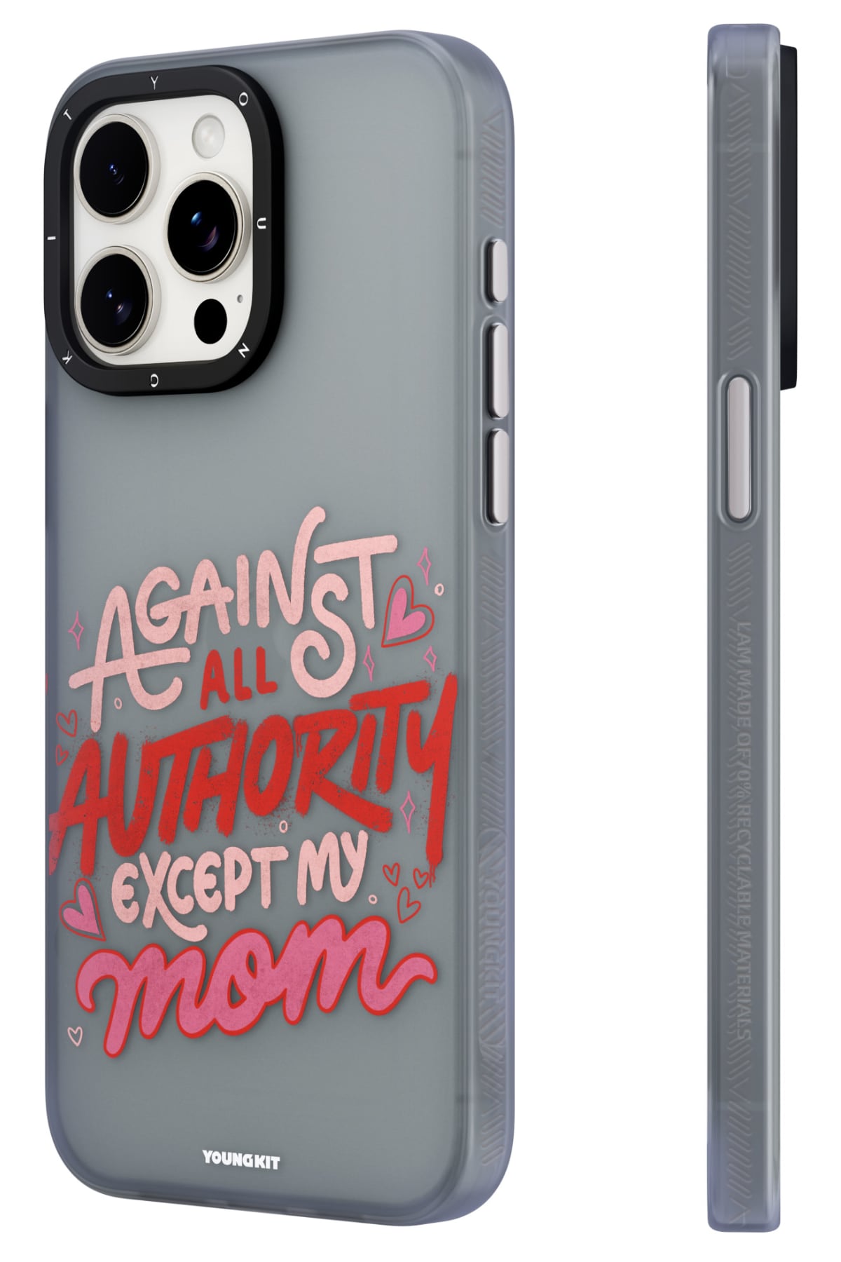 Youngkit Sweet Language Bethany Green Tasarımlı iPhone 13 Pro uyumlu Kılıf Gri