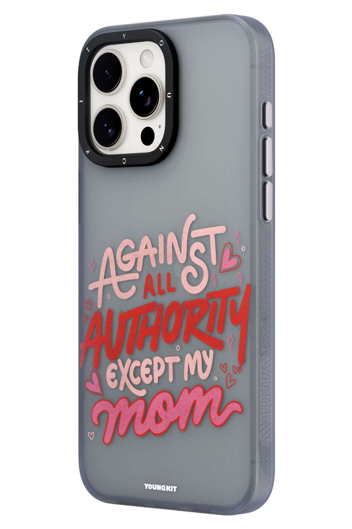 Youngkit Sweet Language Bethany Green Tasarımlı iPhone 15 Pro uyumlu Kılıf Gri