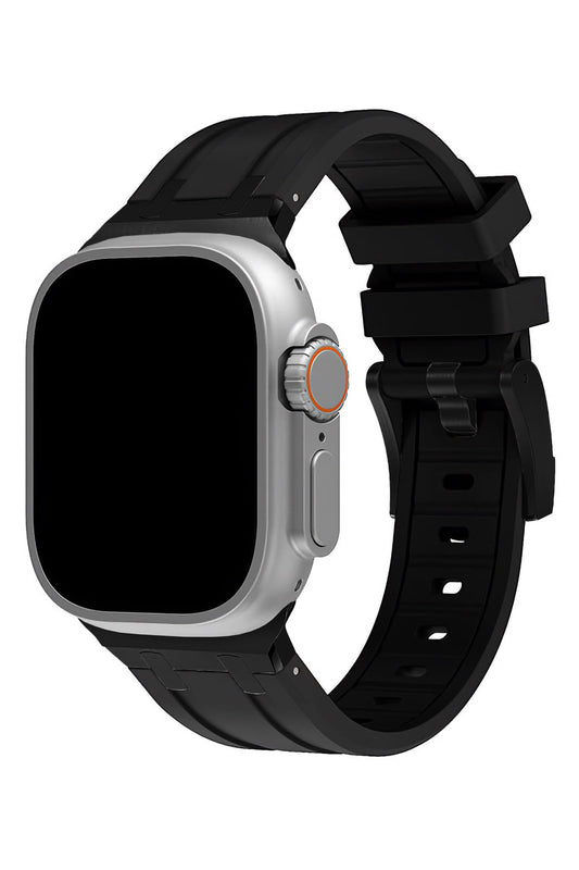 Apple Watch Ultra Uyumlu Royal Loop Rubber Kordon Black Coal
