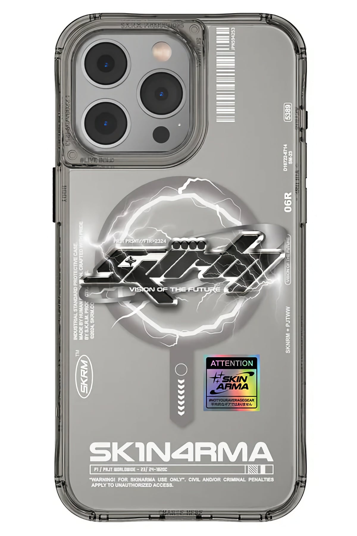 SkinArma iPhone 15 Pro Max Magsafe Uyumlu Bolt Kılıf Gri
