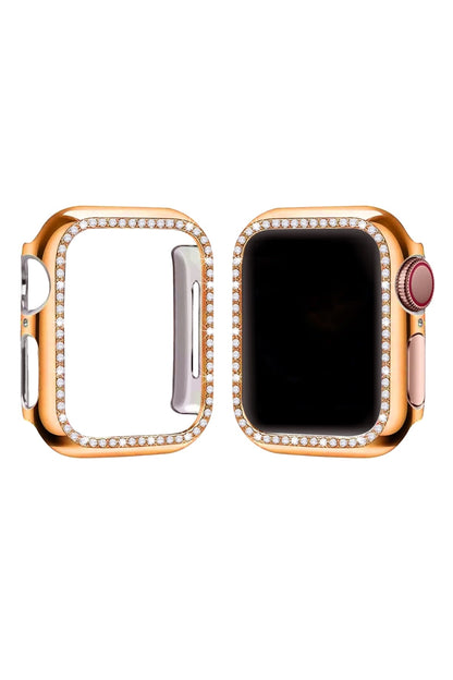 Apple Watch Uyumlu Bumper Taşlı Parlak Kasa Bronze