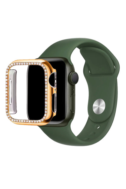 Apple Watch Uyumlu Bumper Taşlı Parlak Kasa Bronze