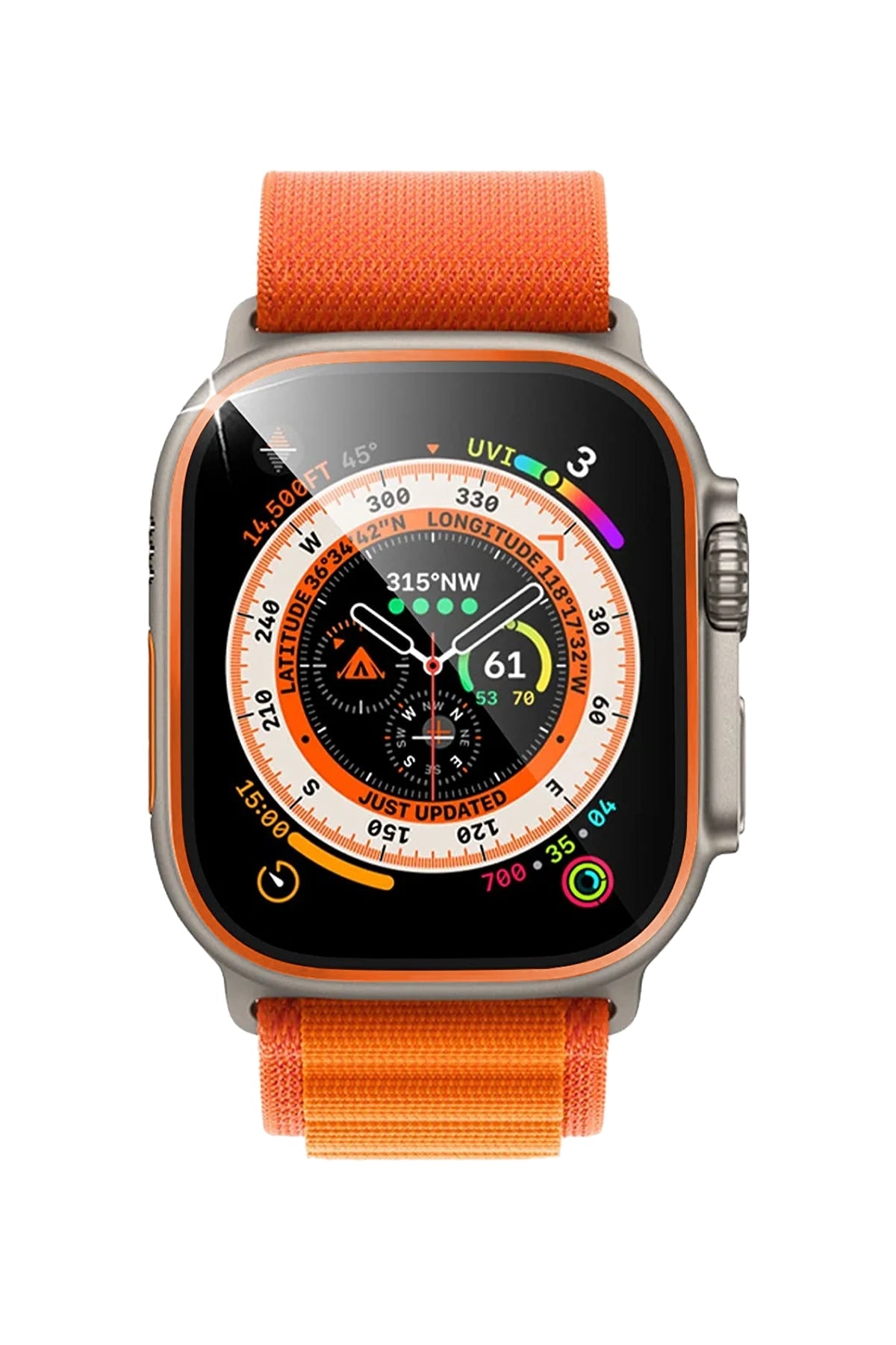 Apple Watch Ultra Uyumlu Metal Çerçeveli Ekran Koruyucu Butternut