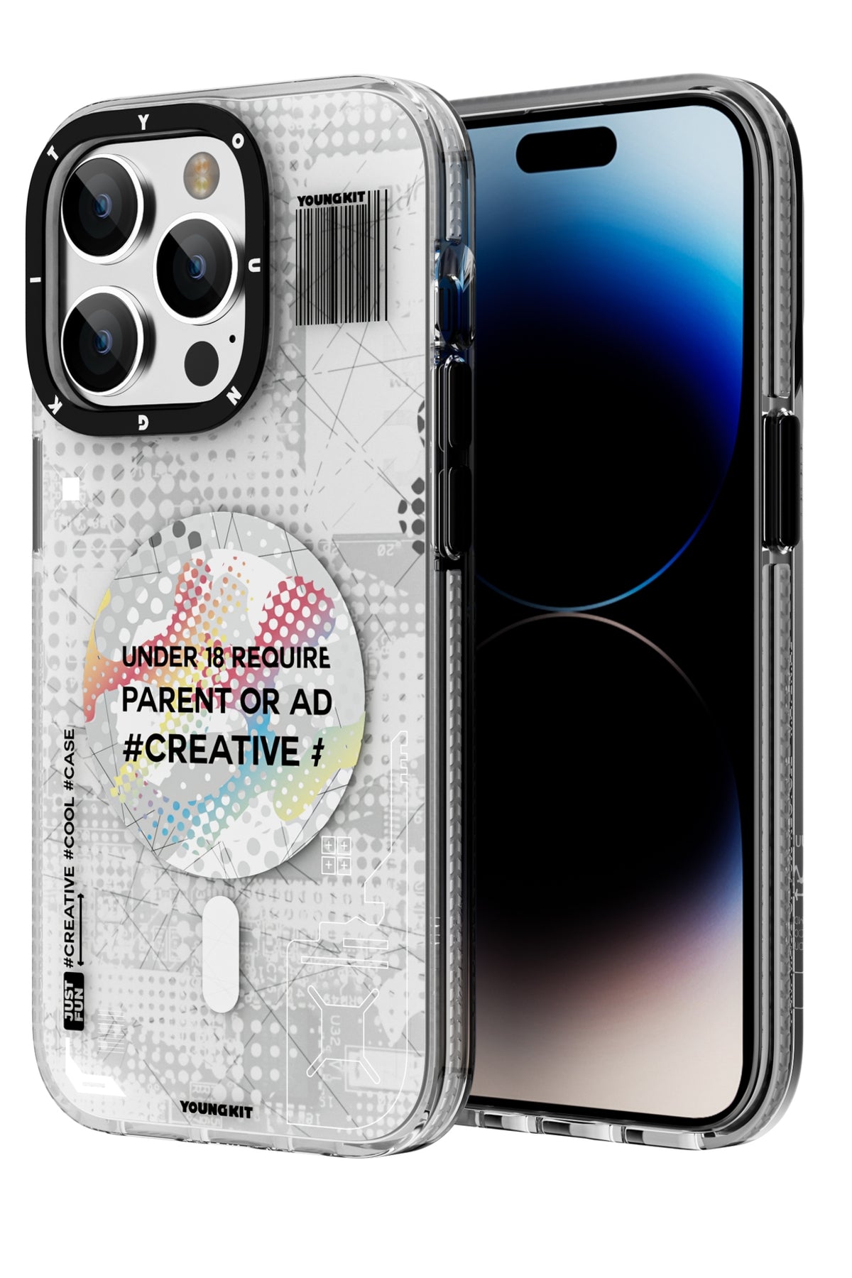 Youngkit Kamuflaj iPhone 14 Pro Magsafe Beyaz Kılıf