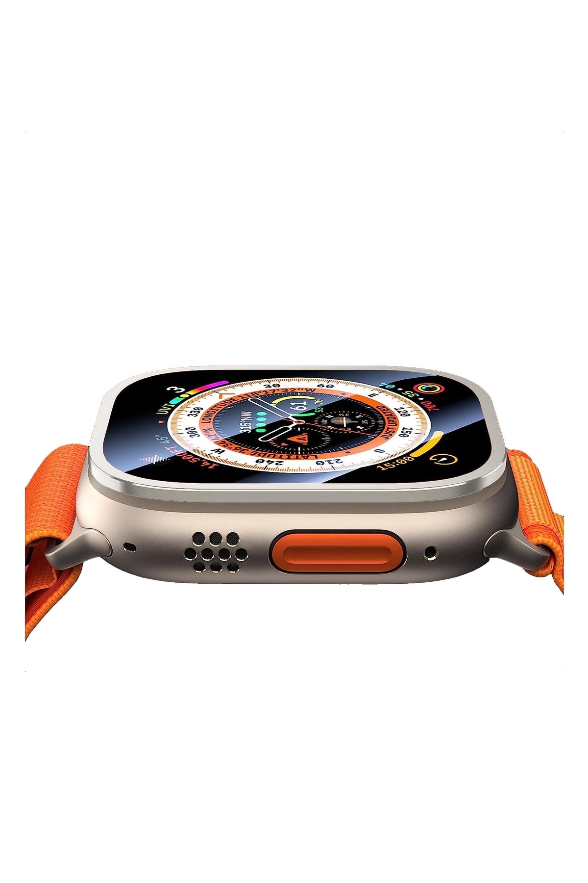 Apple Watch Ultra Uyumlu Metal Çerçeveli İnce Ekran Koruyucu Çelik Gri