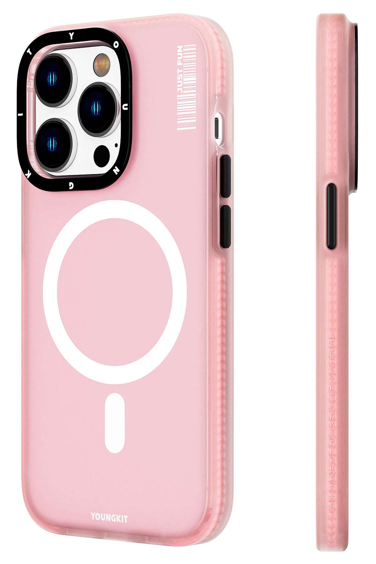Youngkit Colored Sand iPhone 13 Pro Max uyumlu Magsafe Buzlu Pembe Kılıf