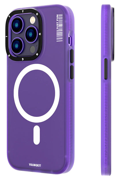 Youngkit Colored Sand iPhone 13 Pro Max uyumlu Magsafe Buzlu Mor Kılıf