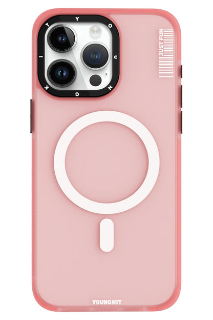 Youngkit Colored Sand iPhone 13 Pro uyumlu Magsafe Buzlu Pembe Kılıf
