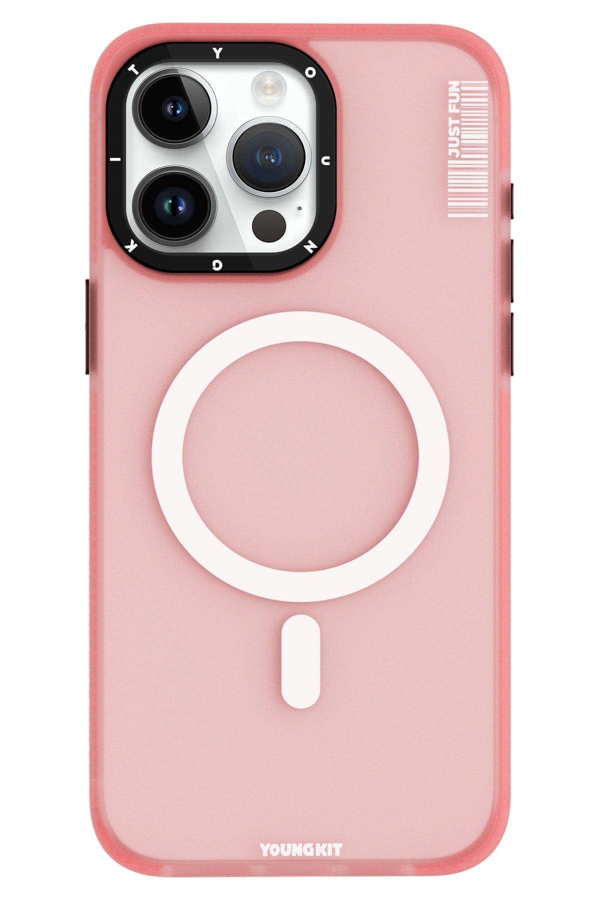 Youngkit Colored Sand iPhone 14 Pro uyumlu Magsafe Buzlu Pembe Kılıf