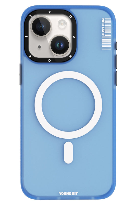 Youngkit Colored Sand iPhone 15 uyumlu Magsafe Buzlu Mavi Kılıf