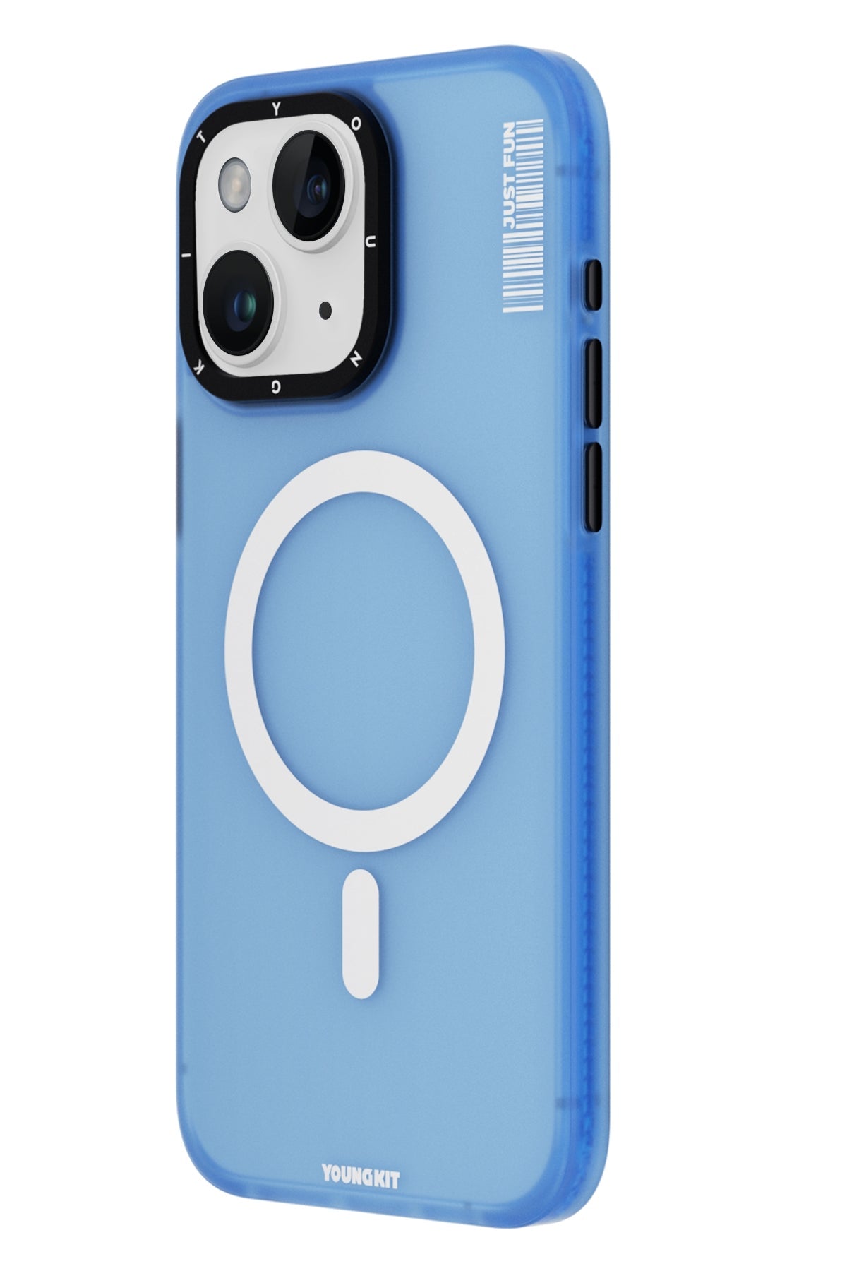 Youngkit Colored Sand iPhone 15 uyumlu Magsafe Buzlu Mavi Kılıf