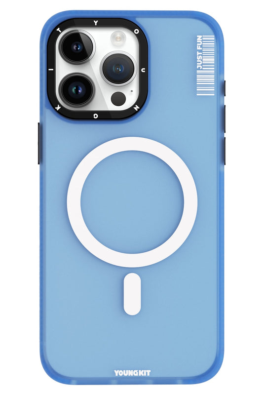 Youngkit Colored Sand iPhone 15 Pro uyumlu Magsafe Buzlu Mavi Kılıf