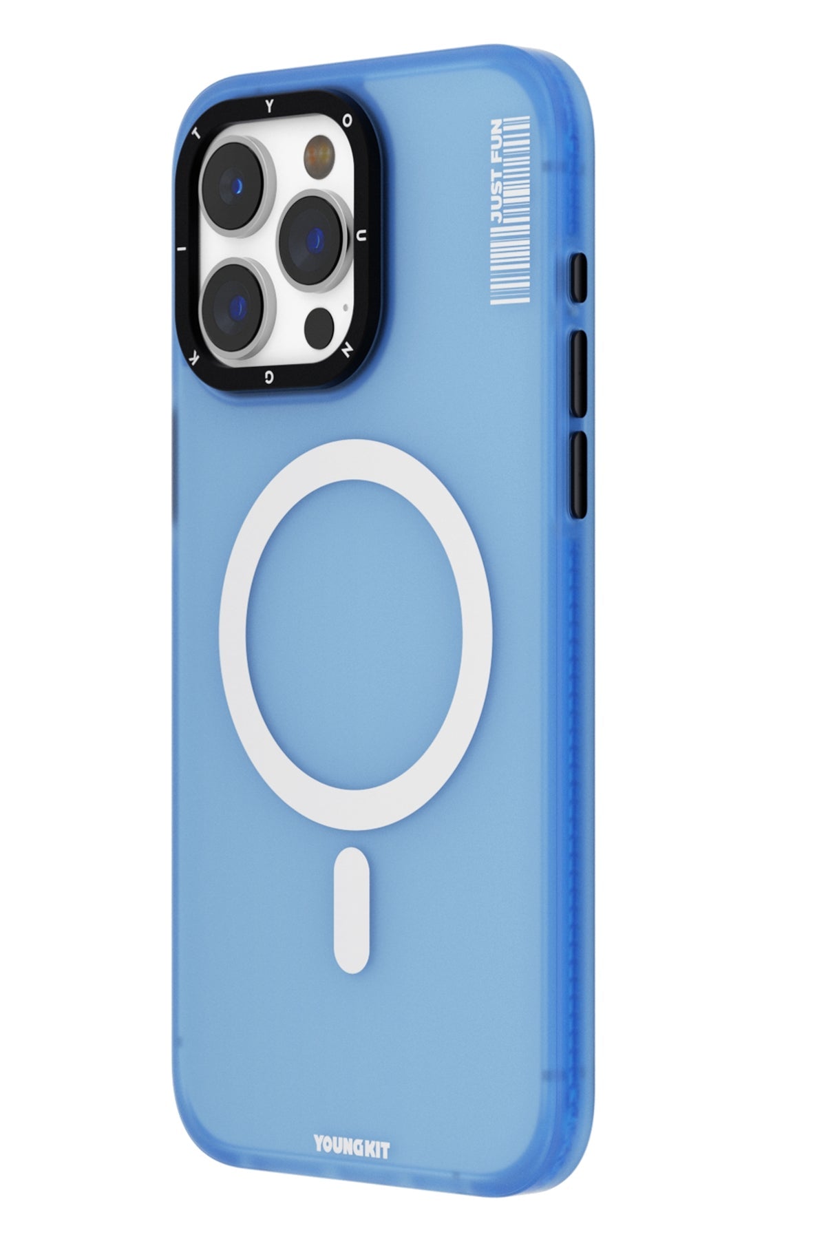 Youngkit Colored Sand iPhone 15 Pro uyumlu Magsafe Buzlu Mavi Kılıf