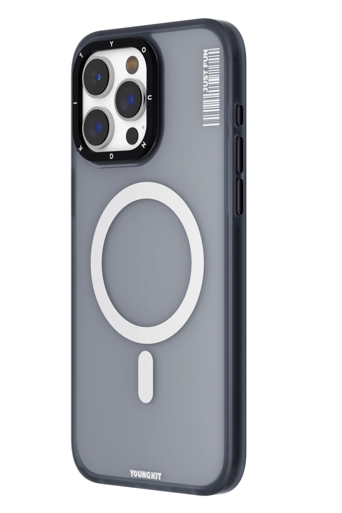 Youngkit Colored Sand iPhone 15 Pro Max uyumlu Magsafe Buzlu Siyah Kılıf