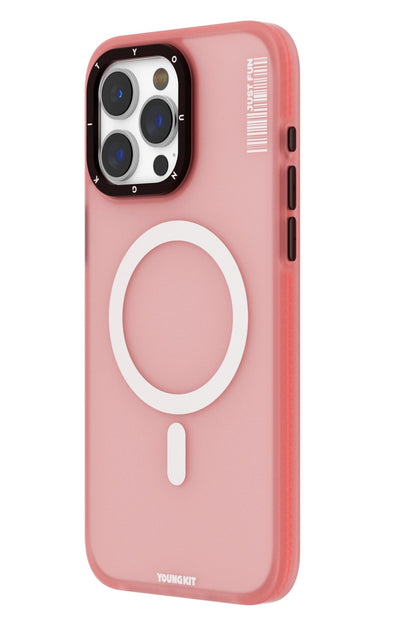Youngkit Colored Sand iPhone 15 Pro Max uyumlu Magsafe Buzlu Pembe Kılıf