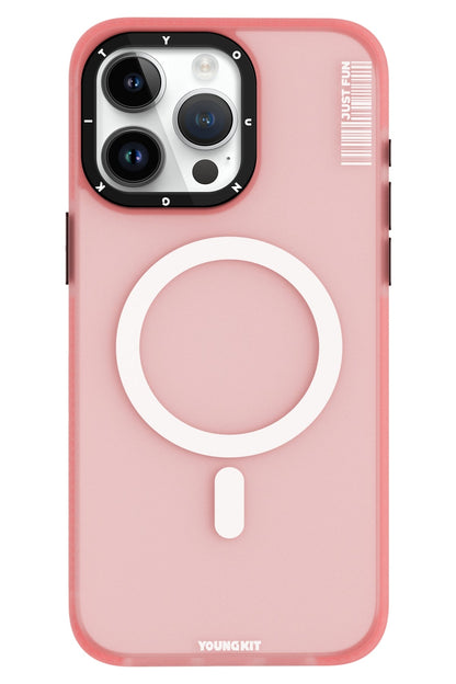 Youngkit Colored Sand iPhone 15 Pro uyumlu Magsafe Buzlu Pembe Kılıf