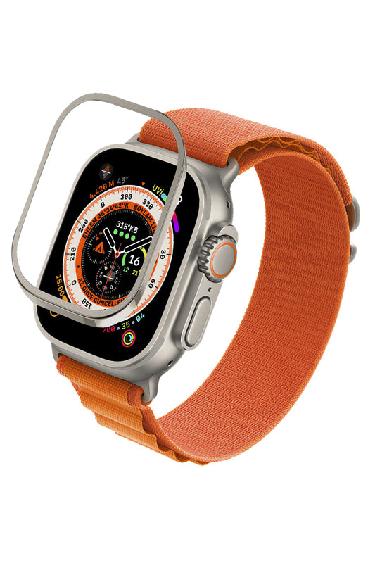 Apple Watch Ultra Uyumlu Metal Çerçeve Koruyucu Dark Starlight
