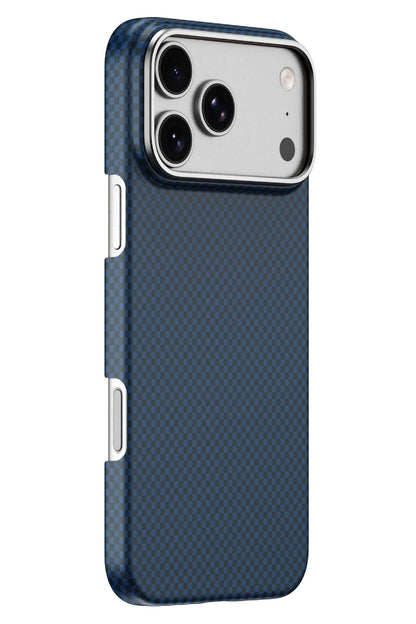 DCC-208 Magsafe Uyumlu Aramid Fiber Karbon iPhone 17 Pro Max Kılıf Mavi