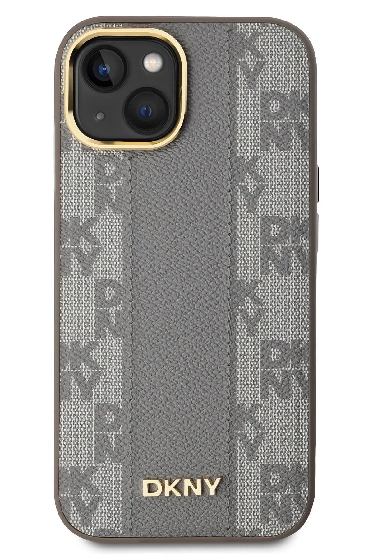 DKNY Checkered Texture Pattern iPhone 15 Magsafe Uyumlu Kılıf Krem