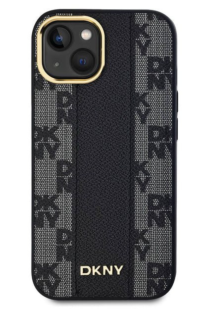 DKNY Checkered Texture Pattern iPhone 15 Magsafe Uyumlu Kılıf Siyah